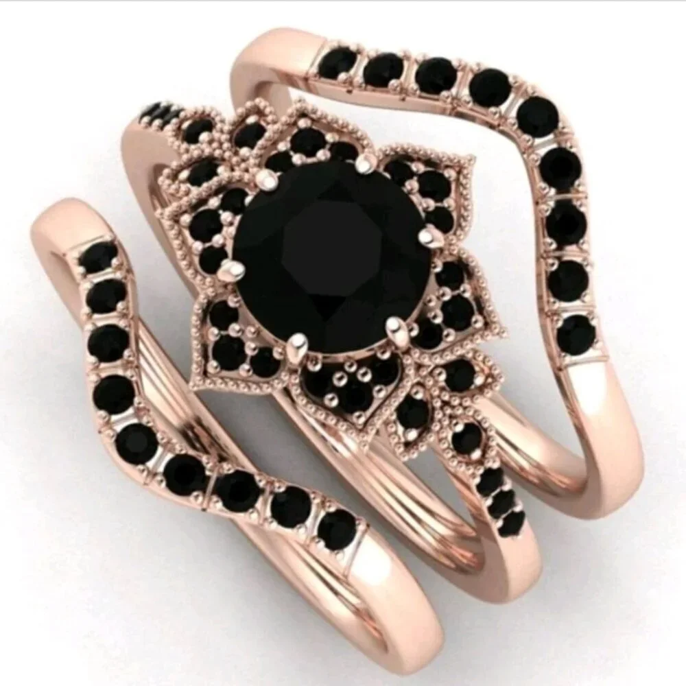 3 Pcs/ Set Rhinestone Decor Ring